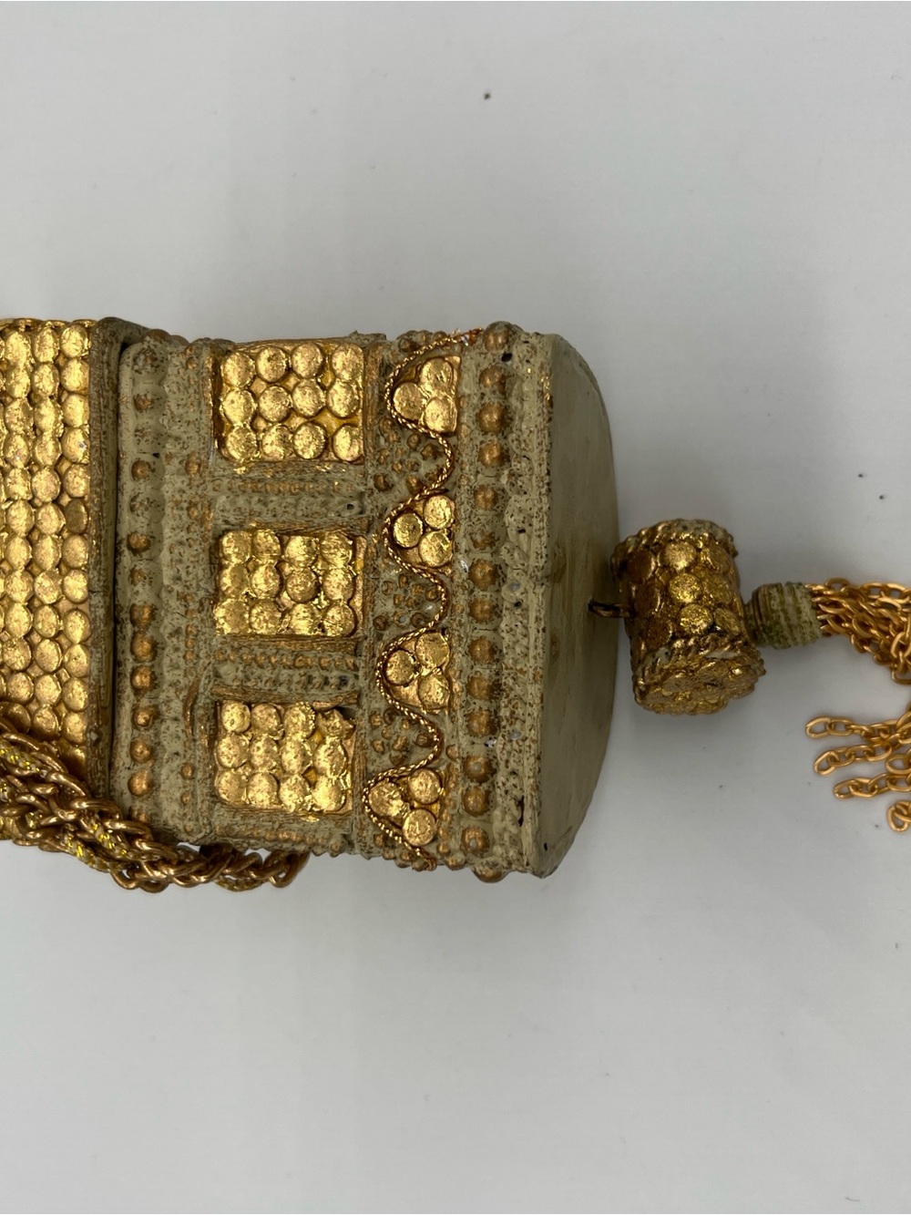 Gold Tone Ornate Prayer Wheel Pendant Necklace/ crossbody - Picture 3 of 4